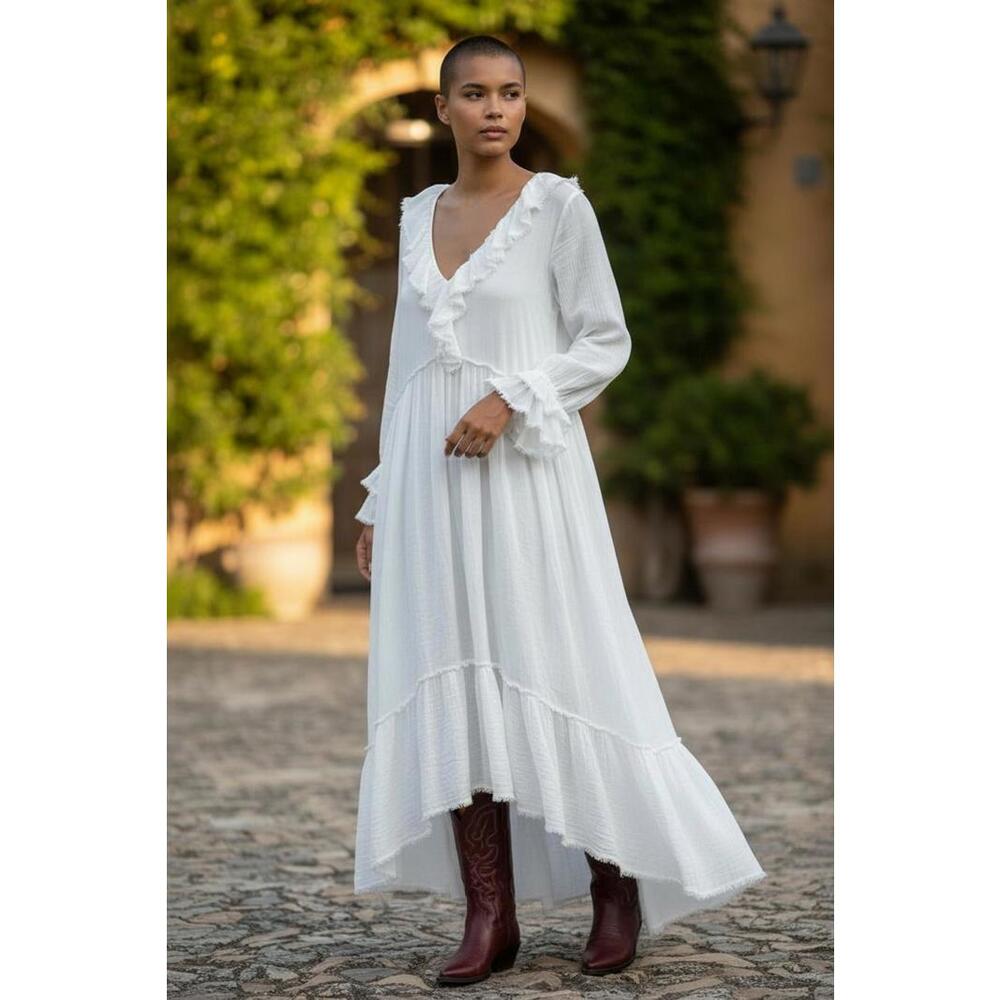 FREE PEOPLE SWEET DARLING WHITE BOHO MAXI